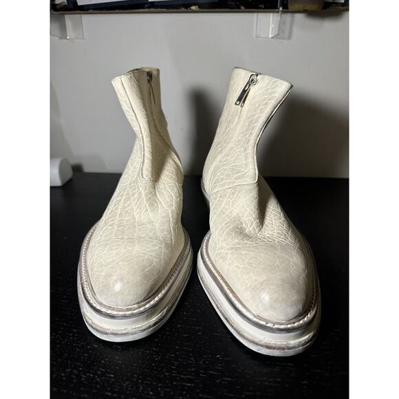 424 White Zip Shine Calf Cuban Boots main image 3